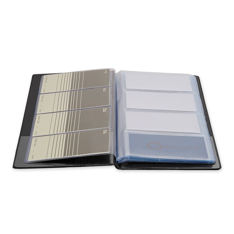 Rolodex كتاب بطاقات الأعمال من رولودكس بالفينيل مع علامات أ-ي، يحمل 96 بطاقة بحجم 2.25 × 4 بوصات، أسود (67467) - Image 1